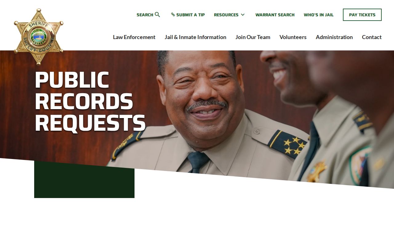 Shelby County released inmate booking photo records request